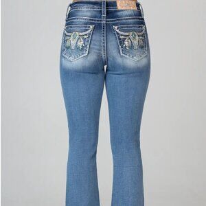 Mid-Rise Boot Cut Longhorn Turquoise Denim Pants